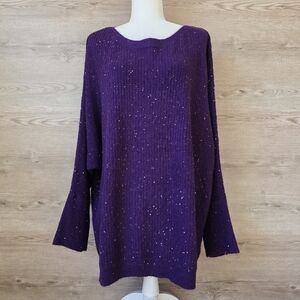Purple Sequin Dolman Sleeve Sweater Plus Size 3X NWT